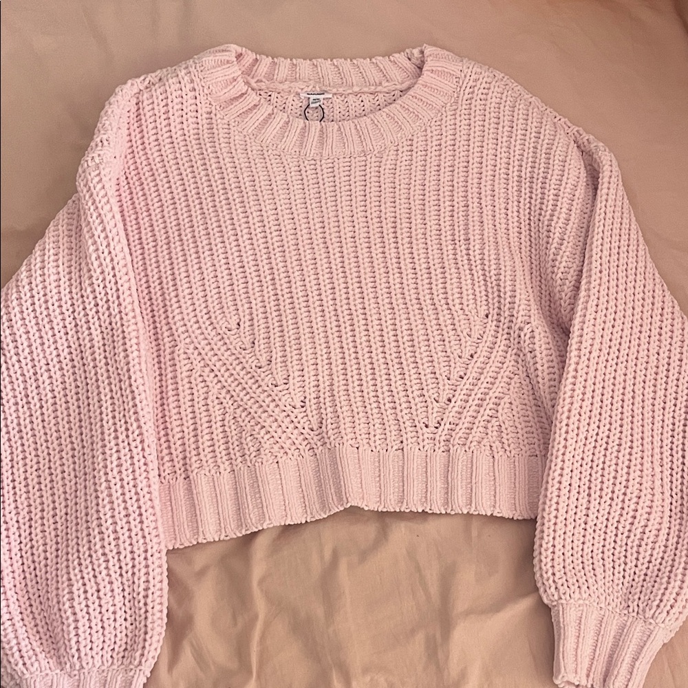 Garage Light Pink Knit Crew Neck Sweater